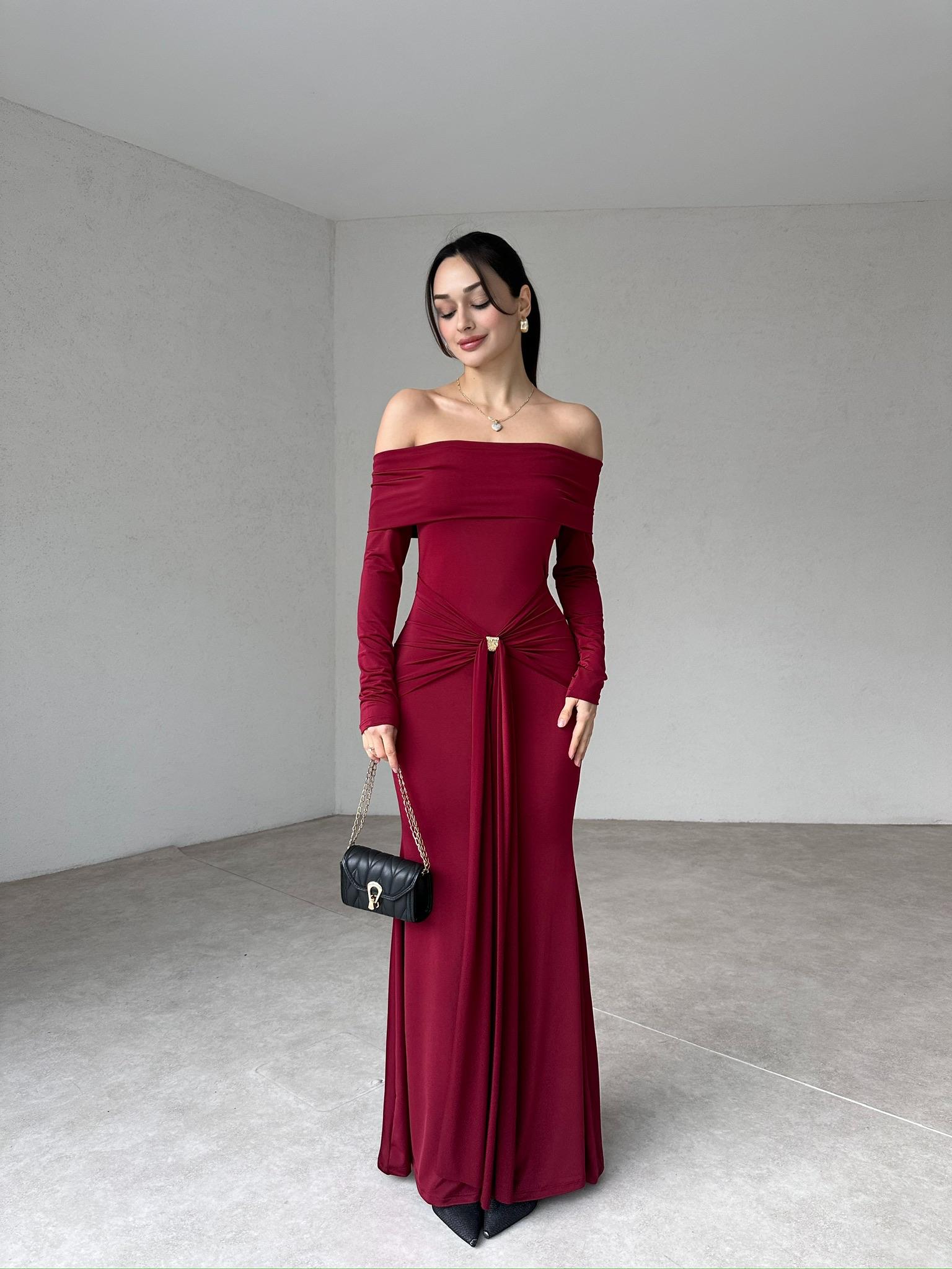 AFFLECK Maxi Elbise 2942 - Bordo - 2