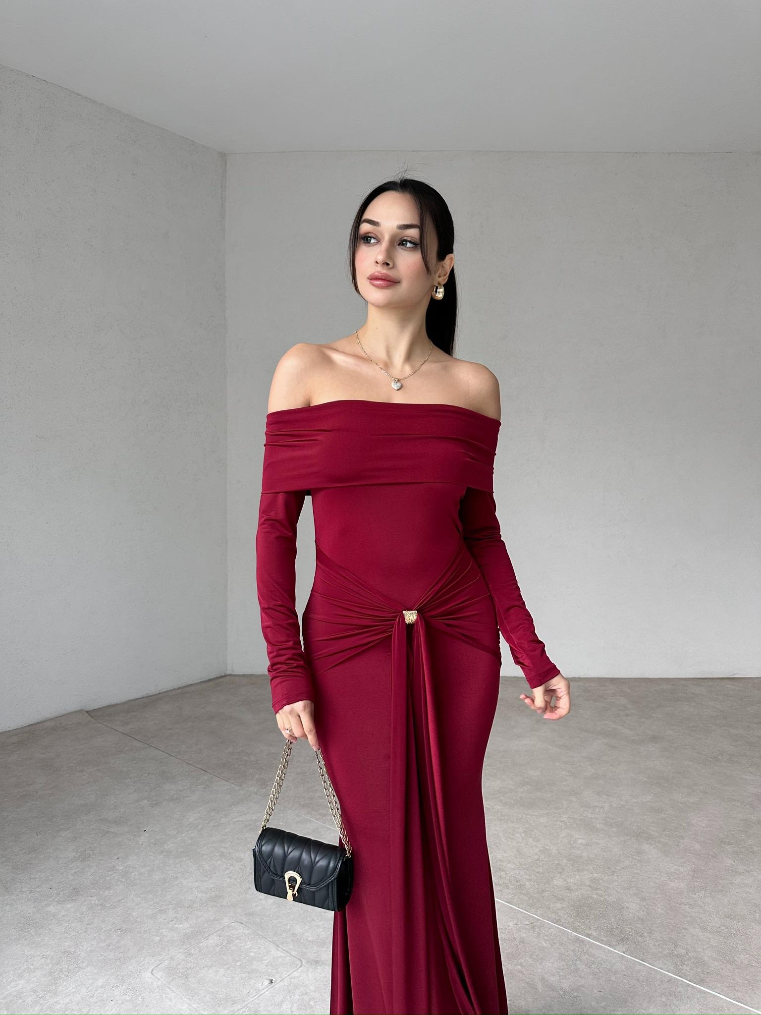 AFFLECK Maxi Elbise 2942 - Bordo 