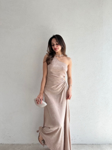 ALASKA Maxi Elbise 4776 - Vizon - Mooi Butik