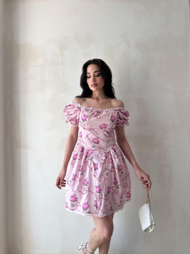 ALBROW Mini Elbise 4453 - Pembe - Mooi Butik