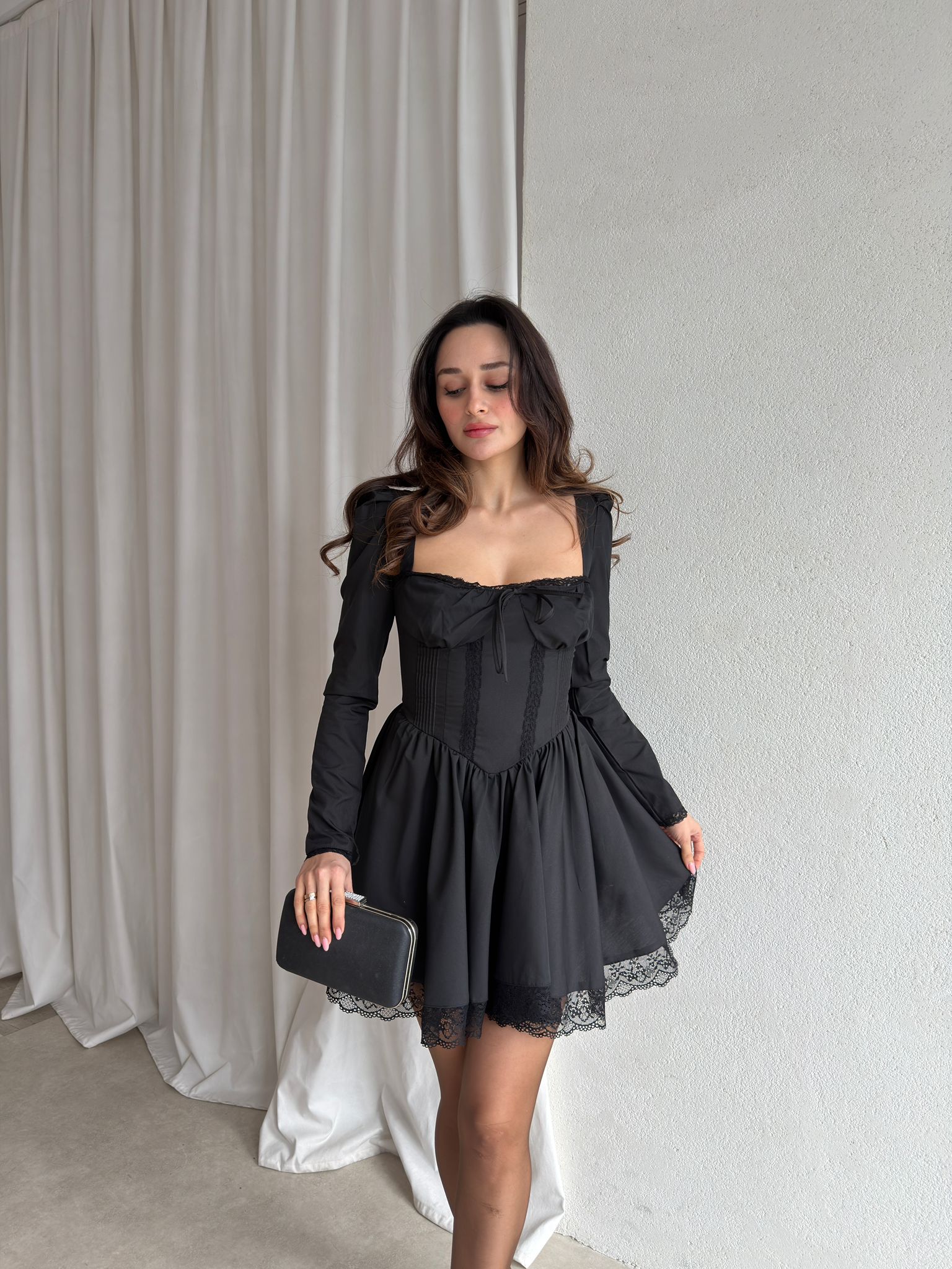 ALERMA Mini Elbise 8447 - Siyah