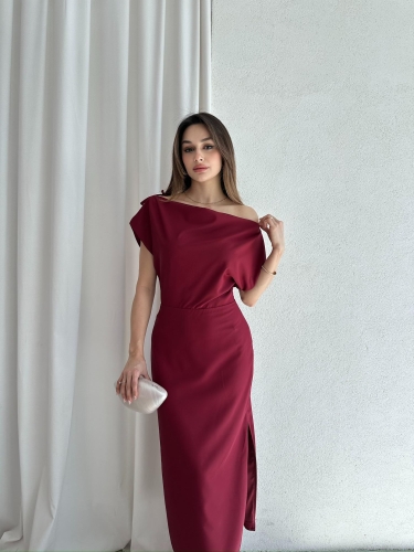 ALİX Midi Elbise 5039 - Bordo - Mooi Butik