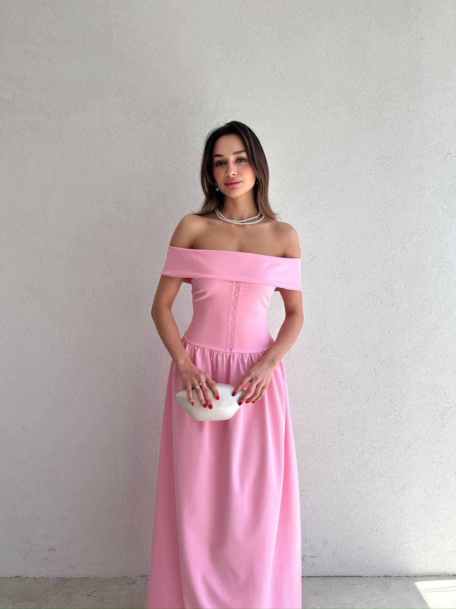 ALPHER Maxi Elbise 9865 - Pembe