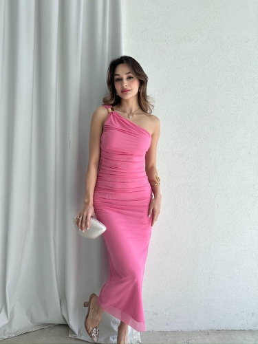 ALVAREZ Midi Elbise 8201 - Pembe - Mooi Butik