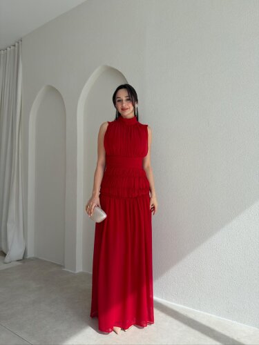 ALVİN Maxi Elbise 2013 - Kırmızı - Mooi Butik