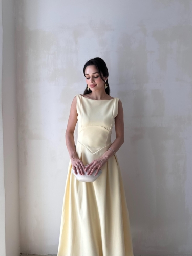 ANGEL Midi Elbise 8963 - Sarı - Mooi Butik