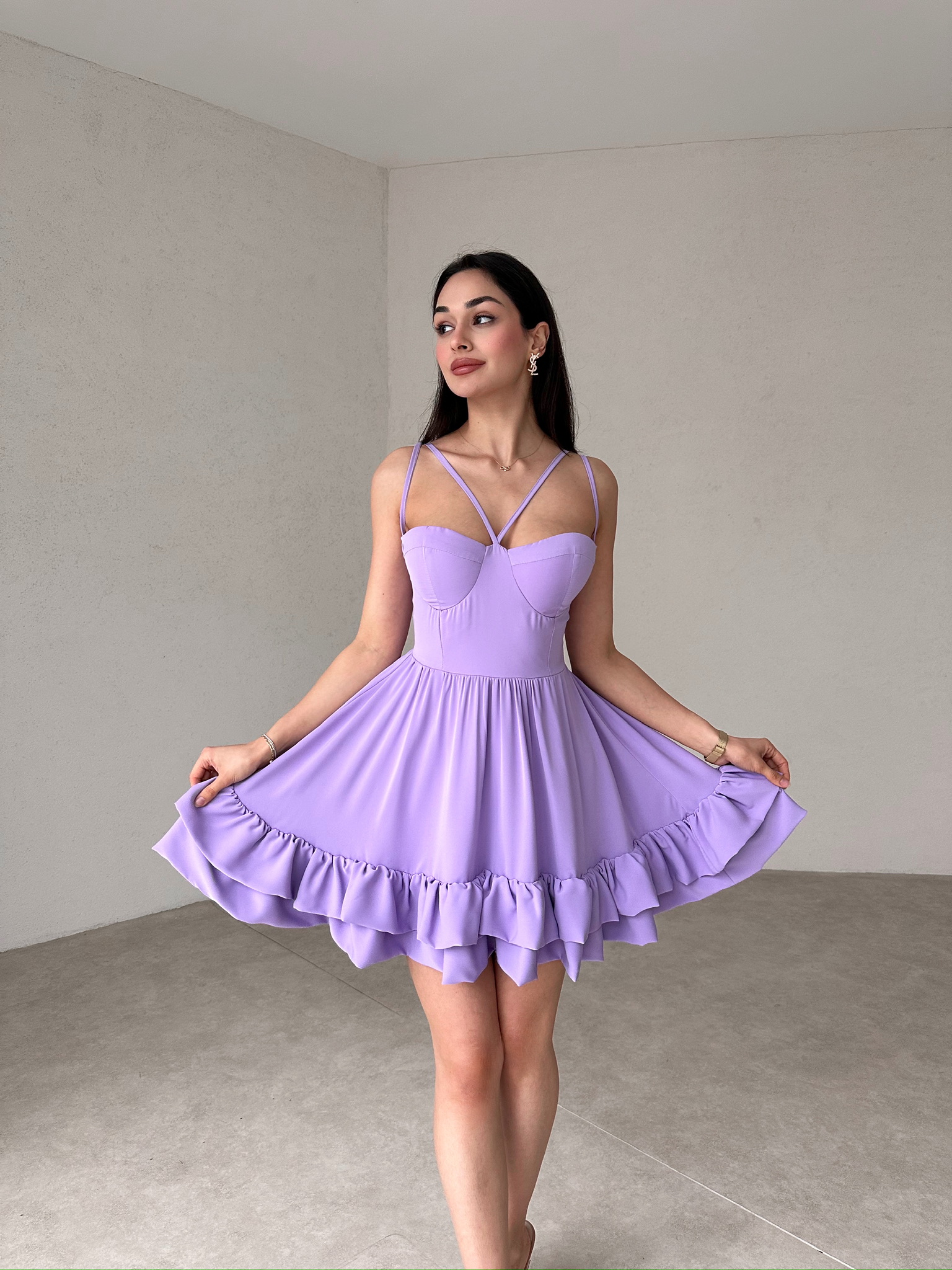 Antonella Mini Elbise  0384 - Lila