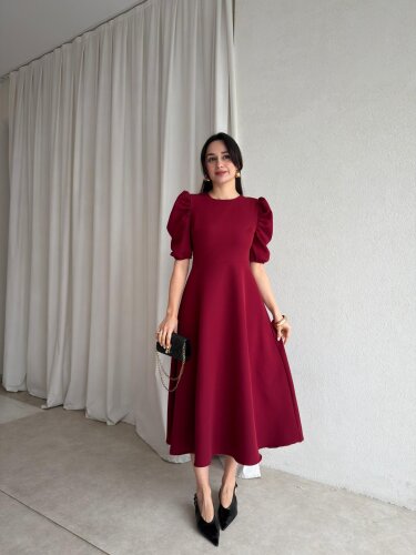 APOLLO Midi Elbise 8682 - Bordo - Mooi Butik