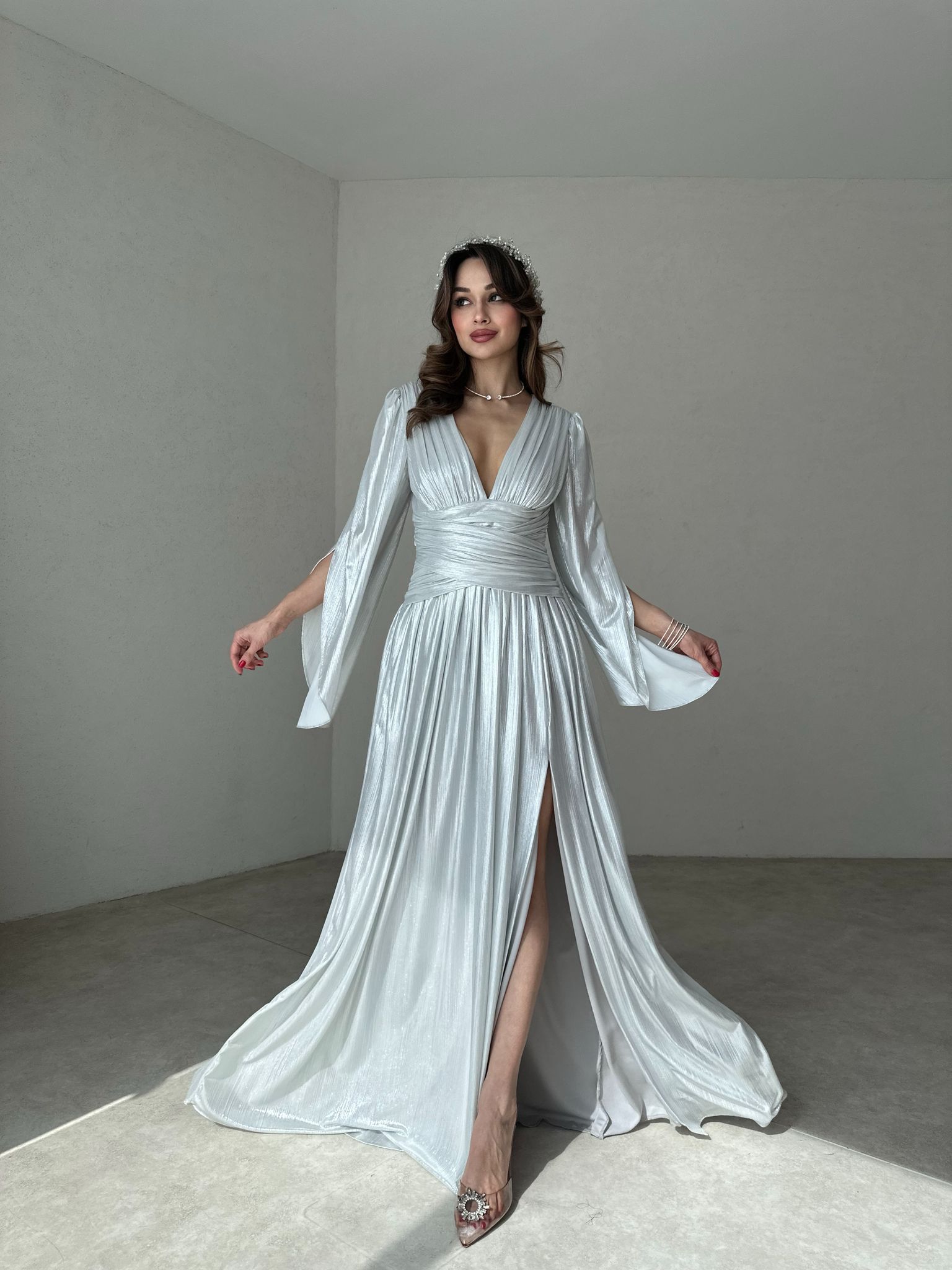 ARİA Maxi Elbise 8548 - Silver
