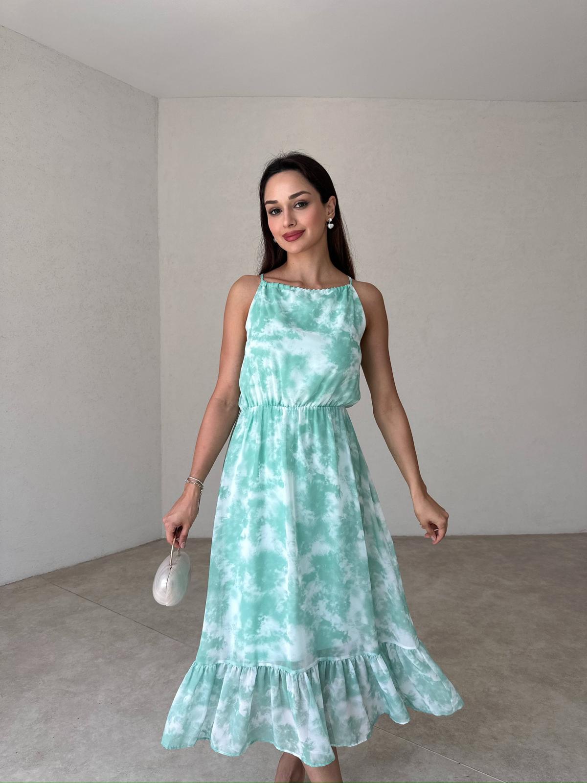 ARODE Midi Elbise 8732 - Yeşil