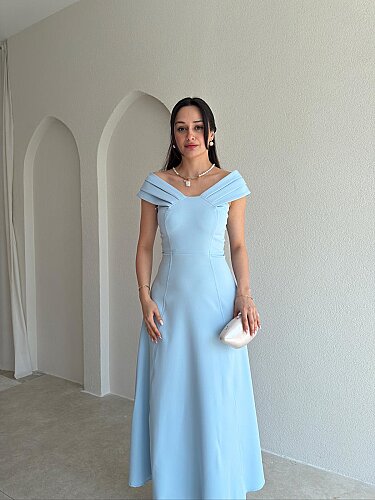 ARTEMİS Maxi Elbise 8600 - Bebe Mavisi - Mooi Butik