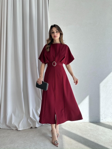 ARTHUR Midi Elbise 2056 - Bordo - 3