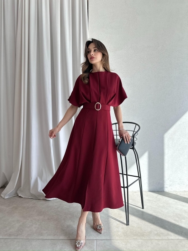 ARTHUR Midi Elbise 2056 - Bordo - 2