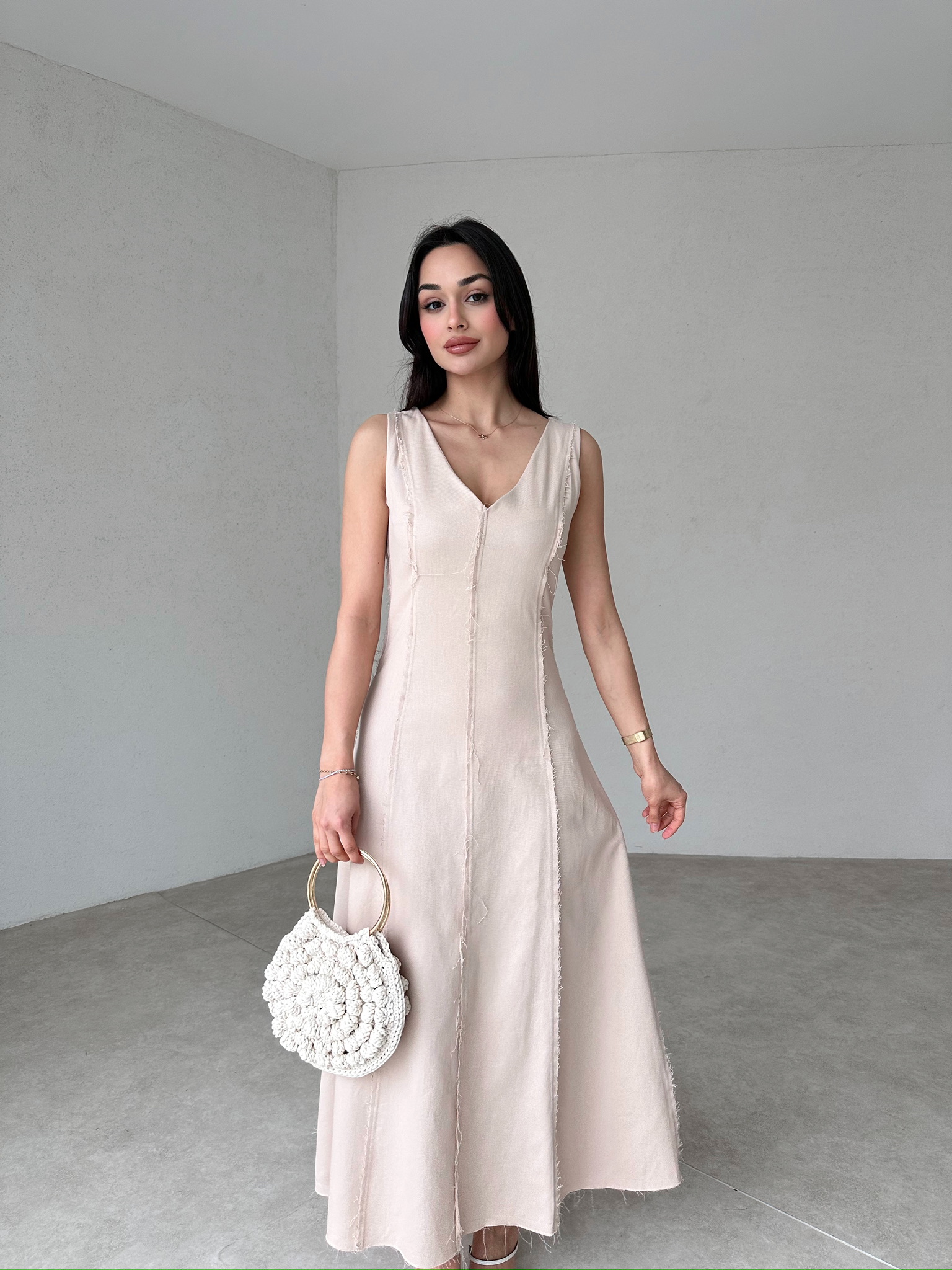 ASTRİD Maxi Elbise 7261 - Krem