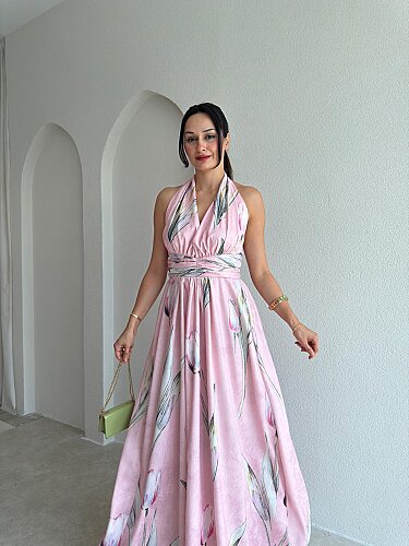 AURE Maxi Elbise 1658 - Pembe - 2