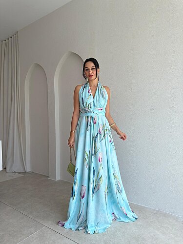 AURE Maxi Elbise 1658 - Mavi - 1
