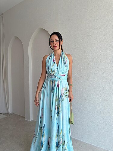 AURE Maxi Elbise 1658 - Mavi - 2