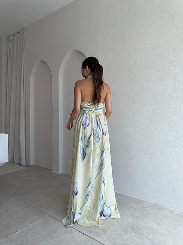 AURE Maxi Elbise 1658 - Sarı - 3
