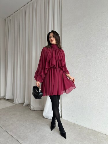 BAHAMA Elbise 8738 - Bordo - Mooi Butik