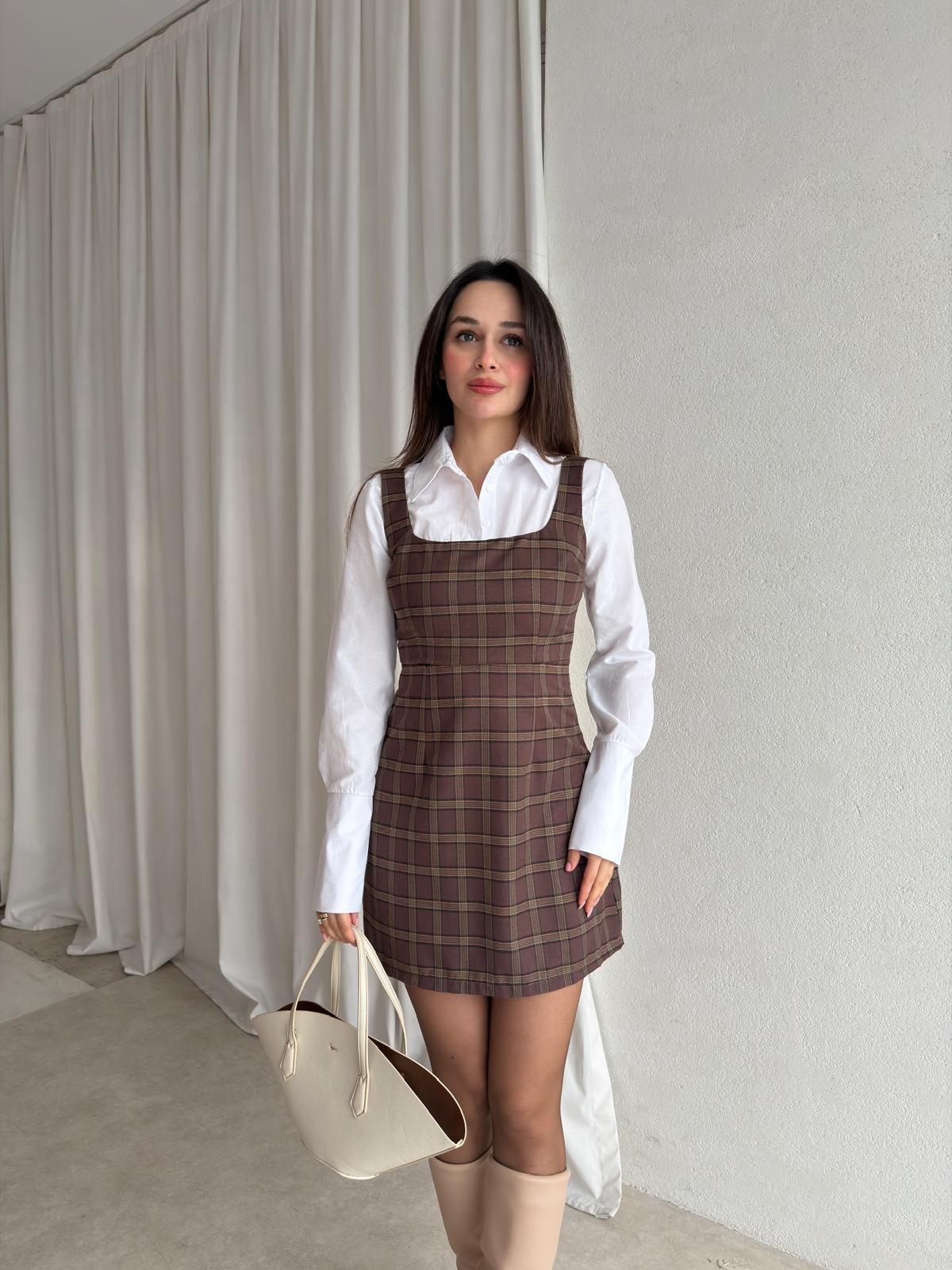 BANDİT Mini Gömlek Elbise 1784 - Acı Kahve