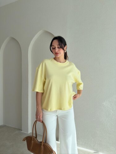 BASEL T-Shirt 8999 - Sarı - Mooi Butik