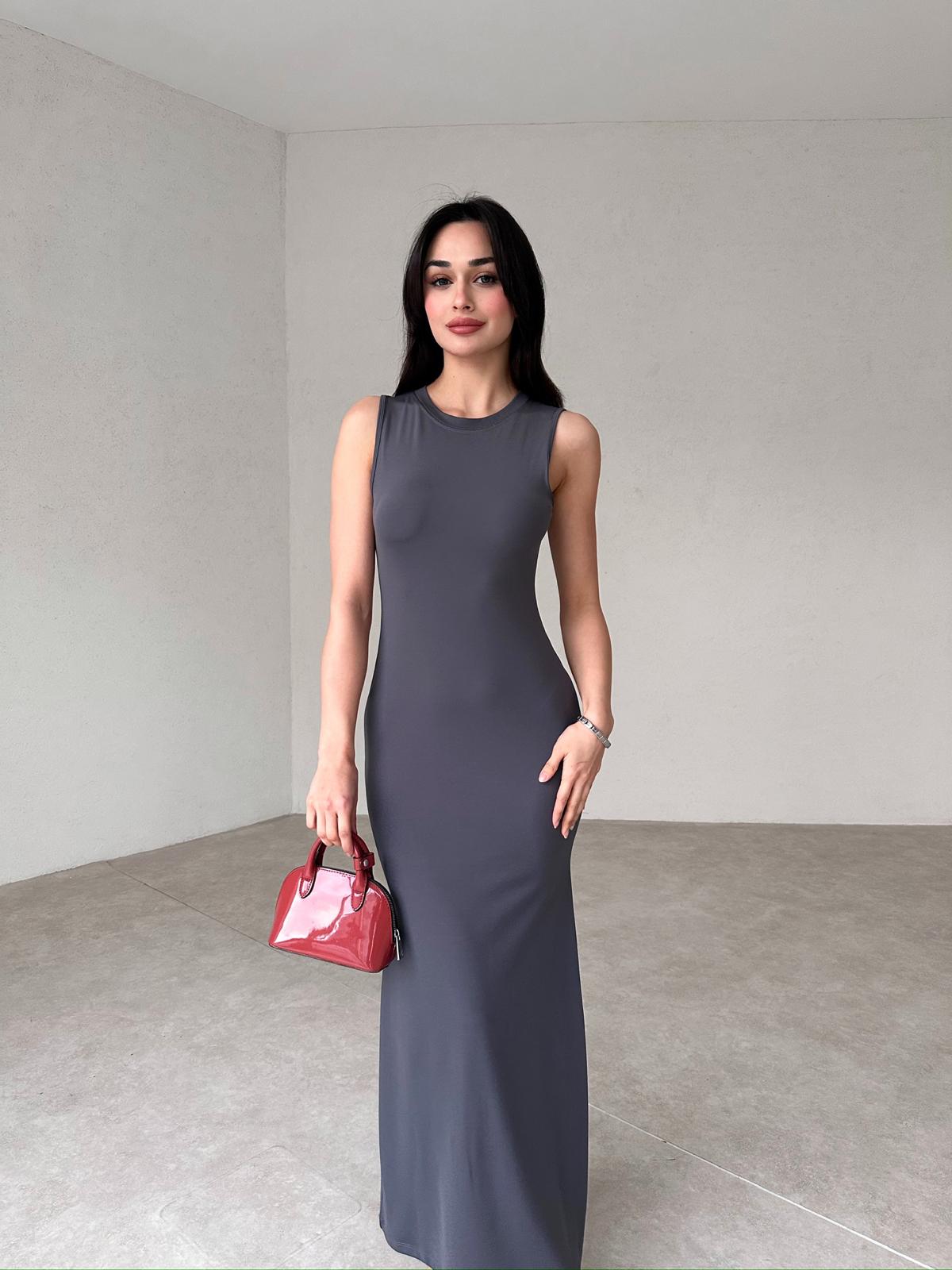 Basic Maxi NİSSAN Elbise 5544 - Füme