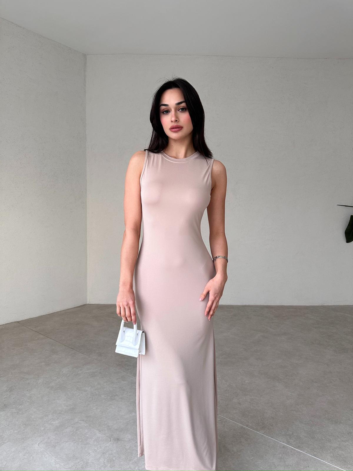 Basic Maxi NİSSAN Elbise 5544 - Krem