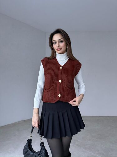 BELLOC Yelek 6773 - Acı Kahve - Mooi Butik