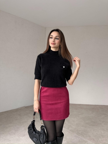 BENİCO Etek 7654 - Bordo - Mooi Butik