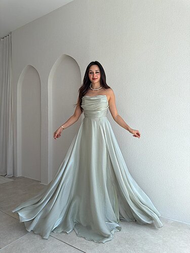 BENJA Straplez Maxi Elbise 4011 - Mint - 1