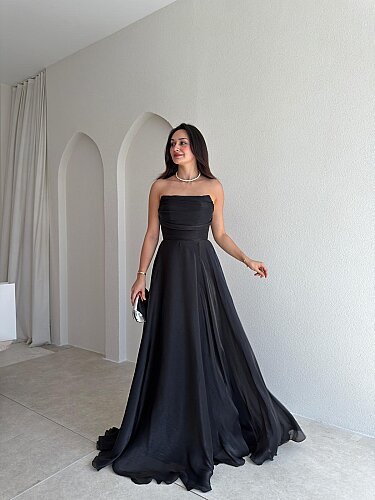 BENJA Straplez Maxi Elbise 4011 - Siyah - 1