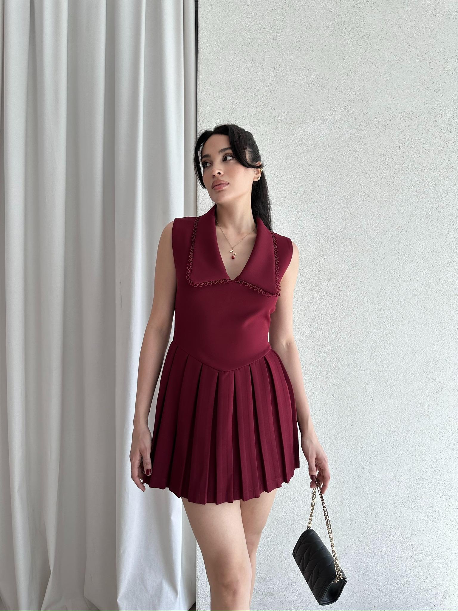 BENZ Mini Elbise 3932 - Bordo