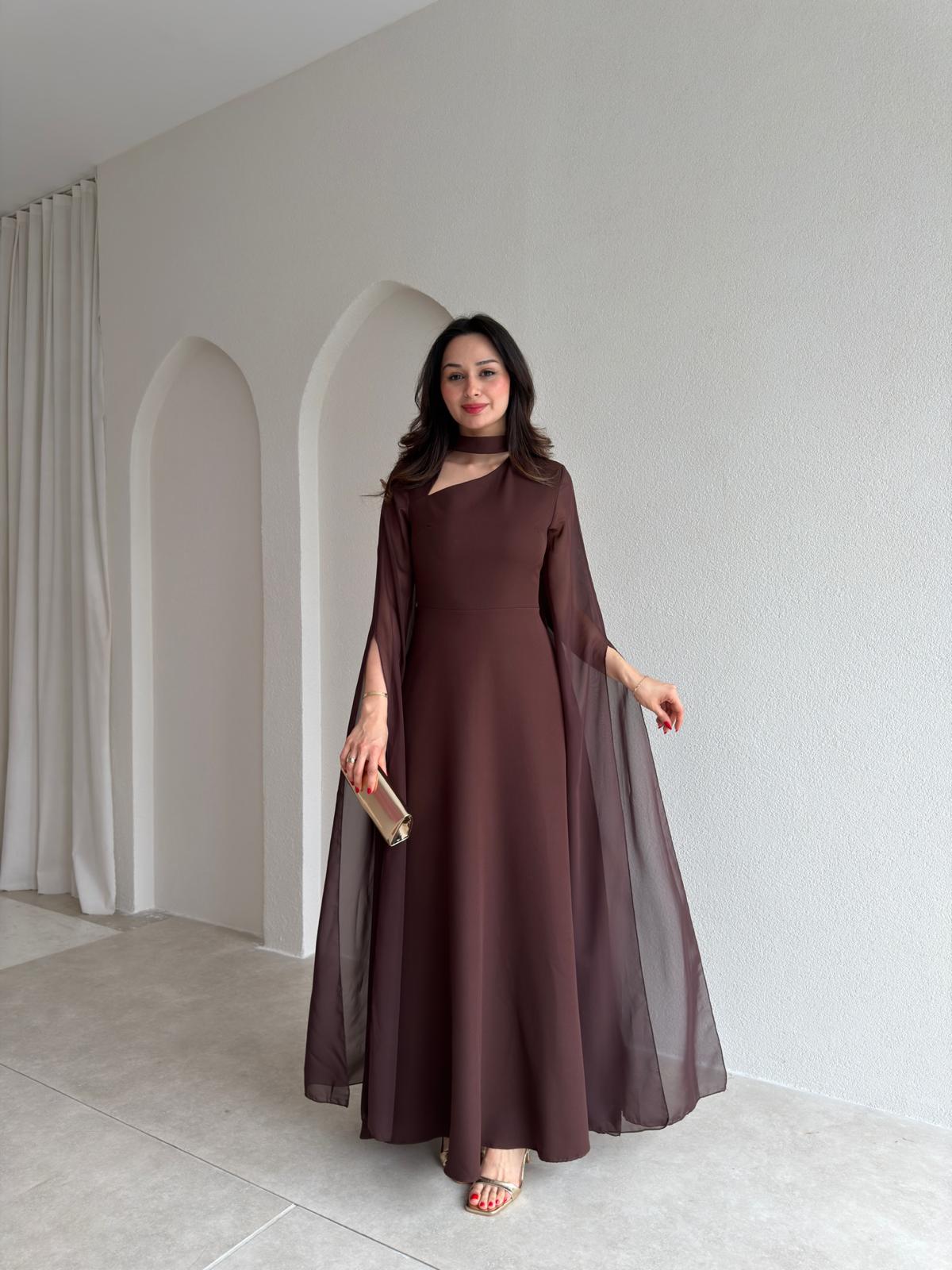 BERLİN Maxi Elbise 4215 - Acı Kahve