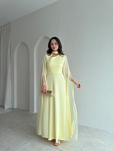BERLİN Maxi Elbise 4215 - Sarı