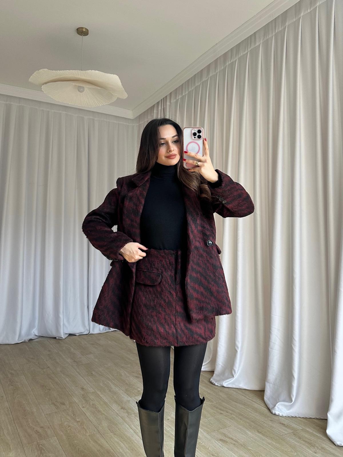 BLAİR Desenli Kaşe Takım 8388 - Bordo
