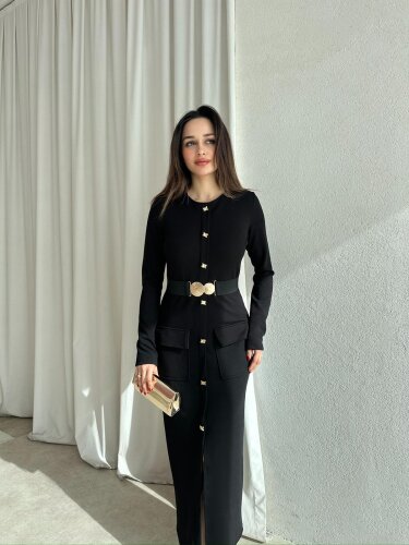 BLERTA Midi Elbise 8510 - Siyah - Mooi Butik