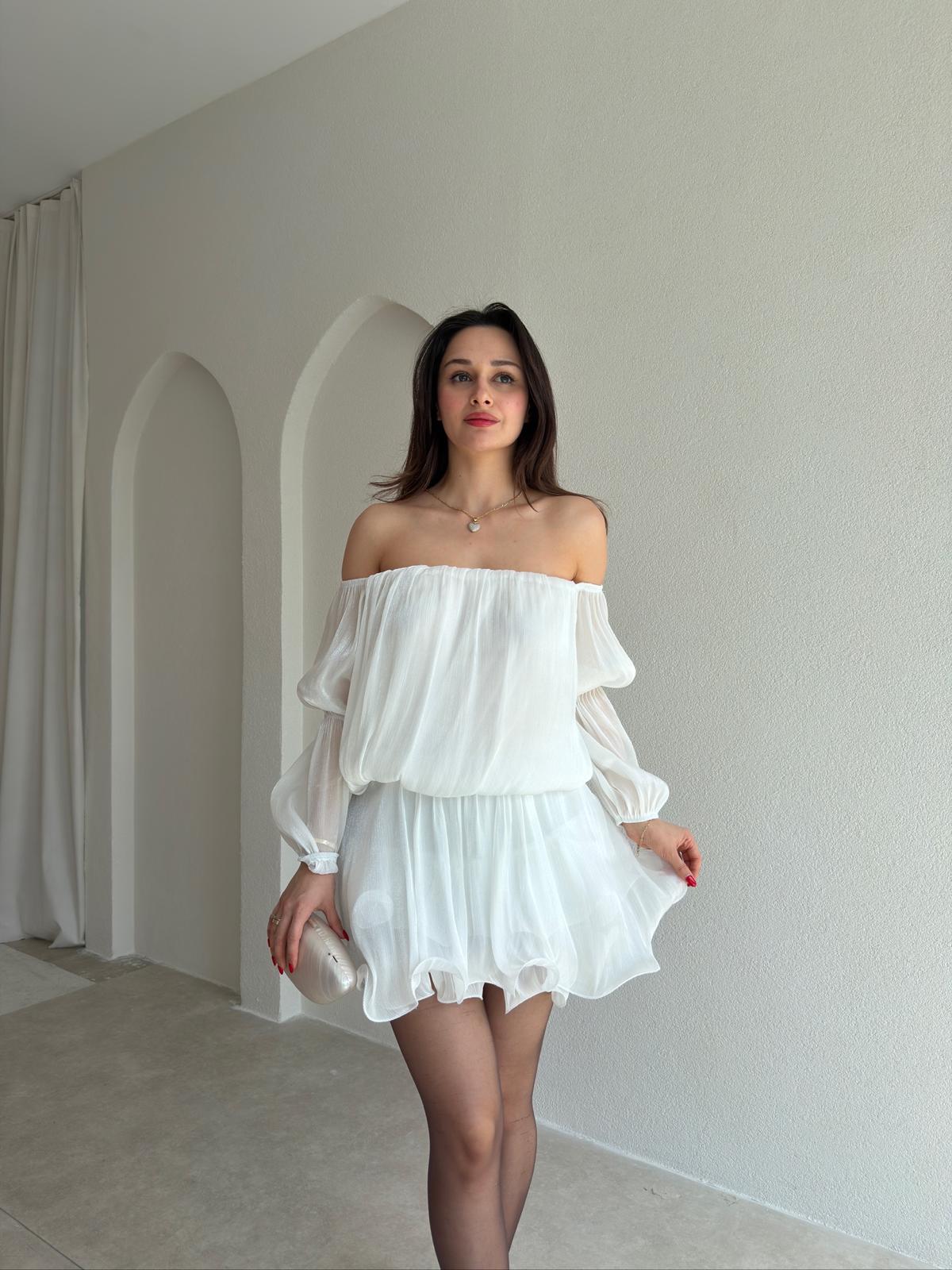 BLOSSOM Mini Elbise 8134 - Beyaz