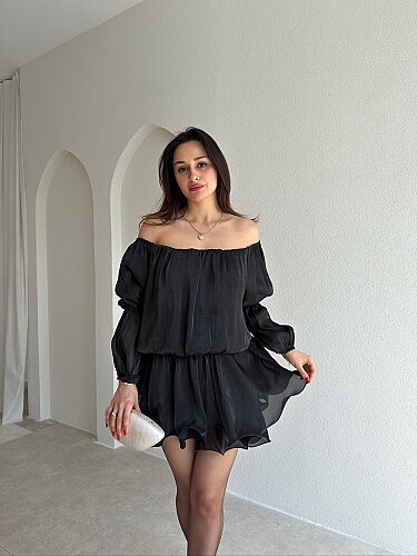 BLOSSOM Mini Elbise 8134 - Siyah - Mooi Butik