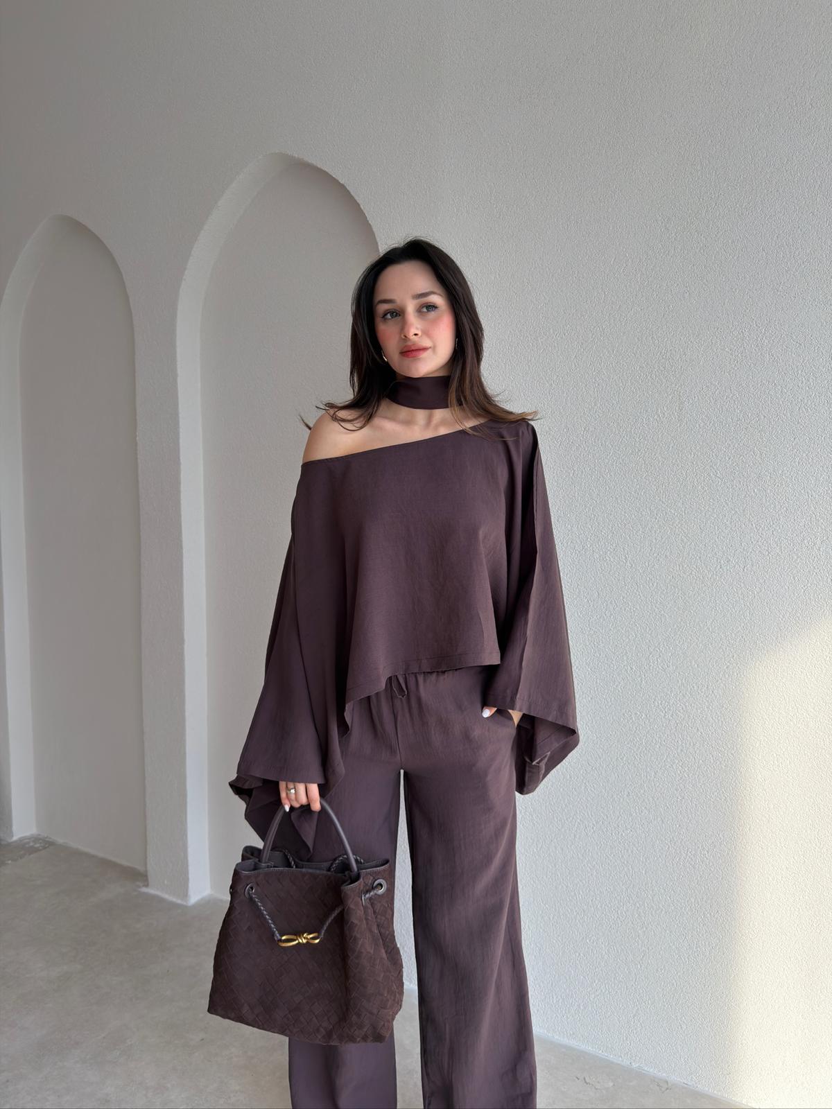  BOLİVA Şal Parçalı Takım 8951 - Acı Kahve
