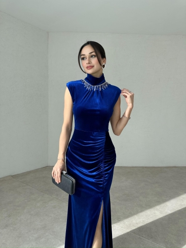 BOLOGNA Maxi Elbise 8855 - Mavi - 1