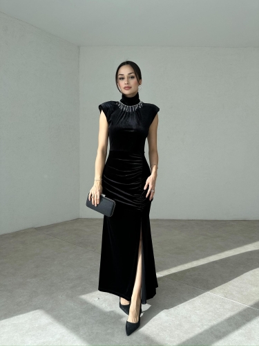 BOLOGNA Maxi Elbise 8855 - Siyah - 3