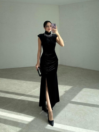 BOLOGNA Maxi Elbise 8855 - Siyah - 2