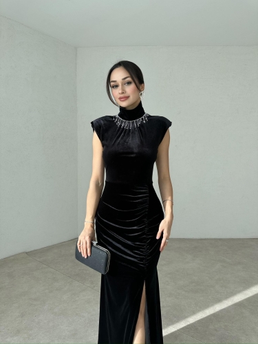 BOLOGNA Maxi Elbise 8855 - Siyah - 1