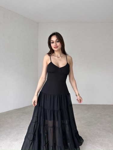 CARLETON Maxi Elbise 2411 - Siyah 