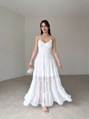 CARLETON Maxi Elbise 2411 - Beyaz 