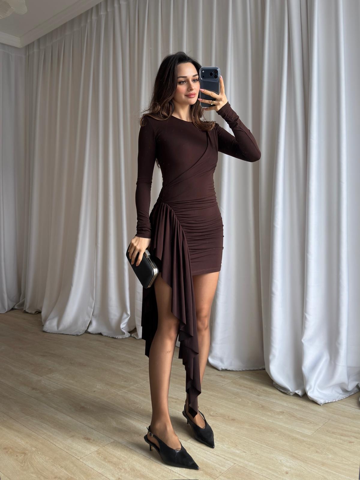 CARLOTTA Mini Elbise 8690 - Acı Kahve