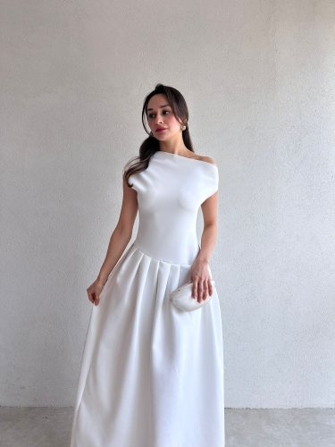 CARRİLLO Maxi Elbise 7808 - Beyaz - Mooi Butik