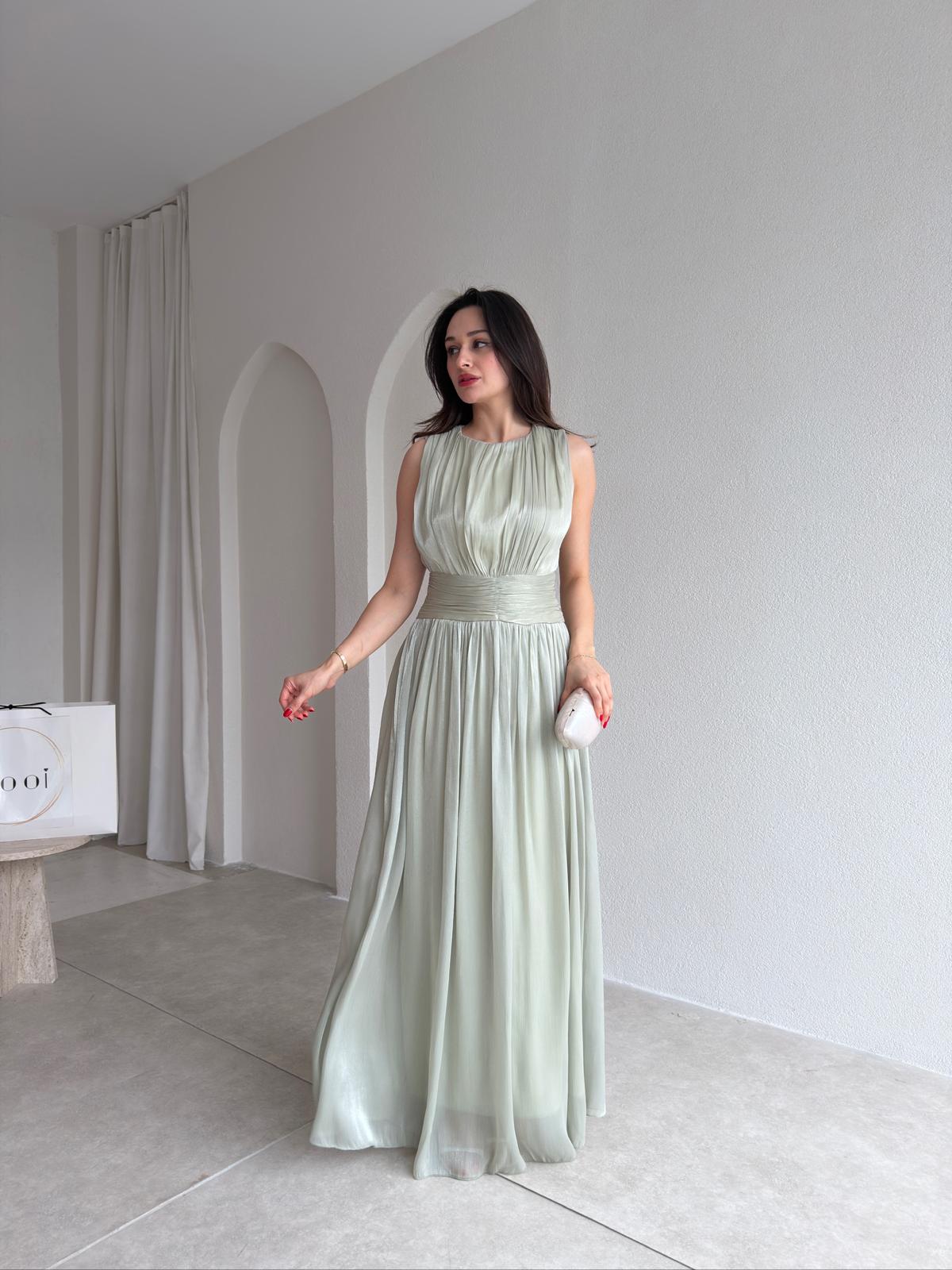  CASANDRA Maxi Elbise 5477 - Mint