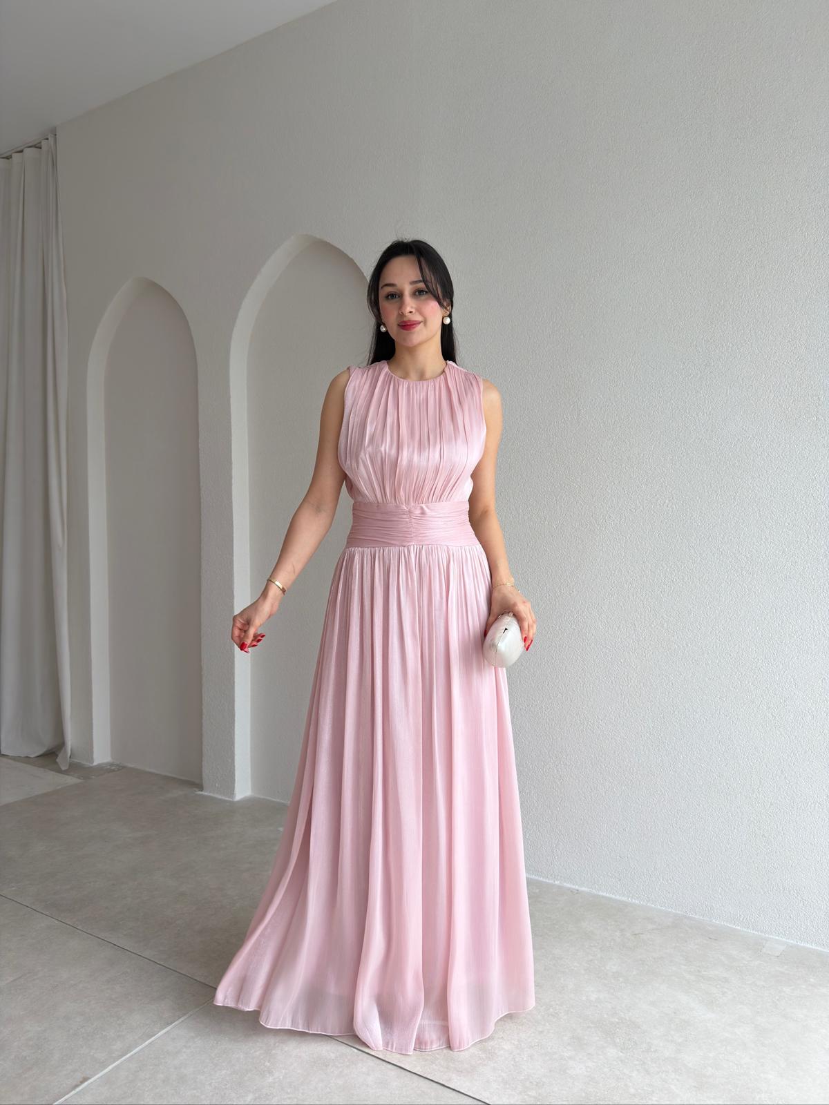 CASANDRA Maxi Elbise 5477 - Pudra