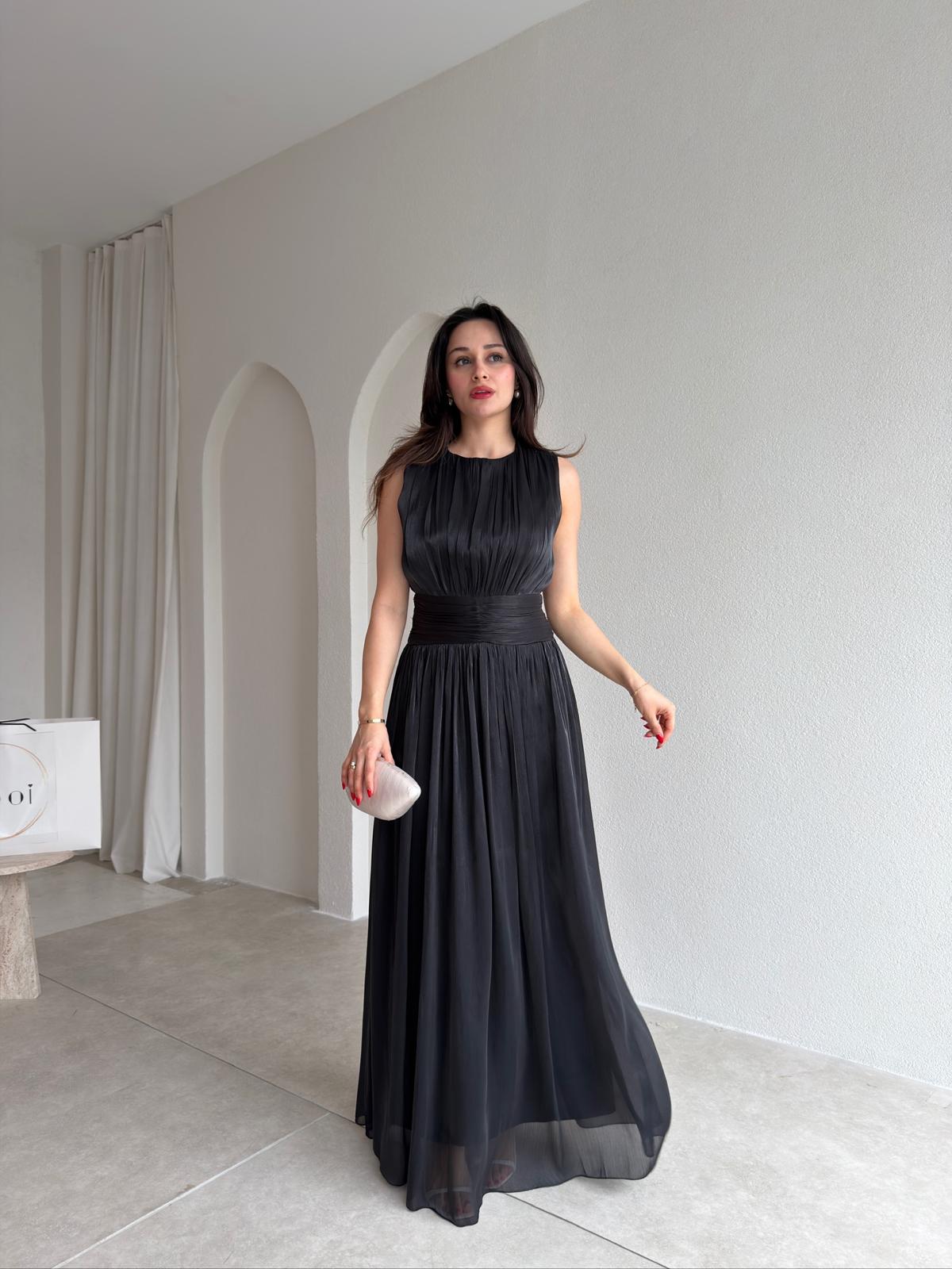 CASANDRA Maxi Elbise 5477 - Siyah